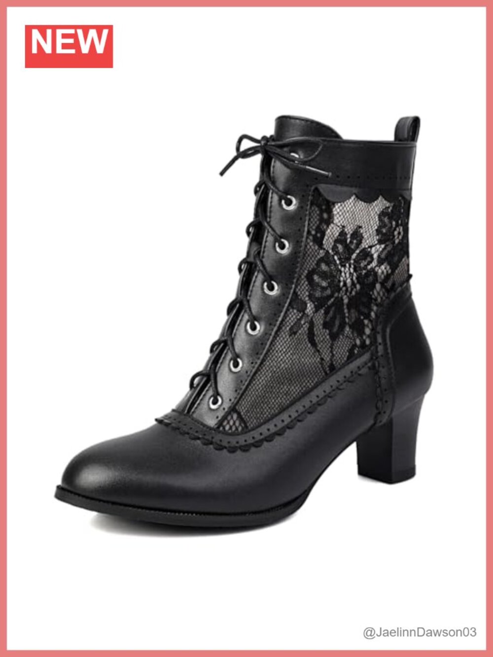 Victorian Lace-Up Ankle Boots Kitten Heel Side Zipper Costume Booties